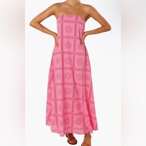 Petal and Pup Soph Print Strapless Maxi Dress, Size Medium